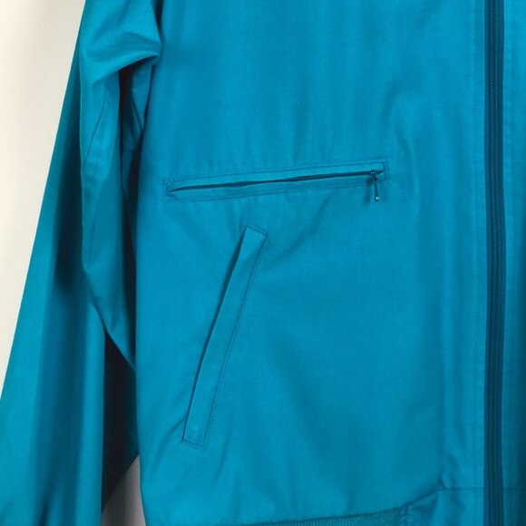 Vintage 80s Sansabelt Men's Golf Jacket Size XL Full Zip Pockets Turquoise Blue - Picture 4 of 12